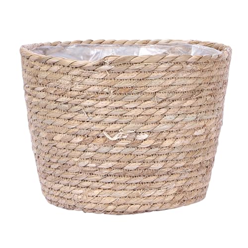 NUOBESTY Cesta Tejida de Junco Marino para Plantas de Interior Maceta Peque&ntilde;a sin Asas Di&aacute;metro 18 CM X...
