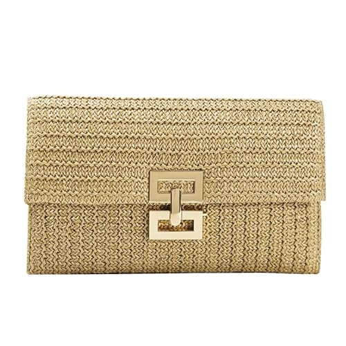 TOFBS Bolso de Paja para Mujer Verano Bolso de Mano Elegante Bolsa de Noche Rat&aacute;n Sobre Embrague para...