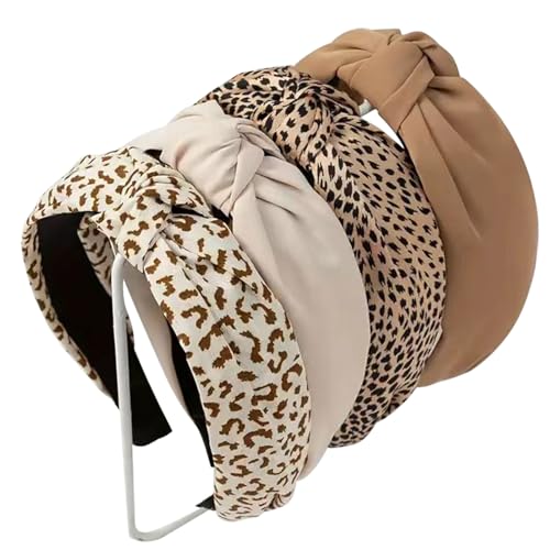 DRESHOW 4 Piezas Diademas para Mujeres y Ni&ntilde;as Flor Impreso Anudado Pl&aacute;stico Diadema Moda Boho Ancho...
