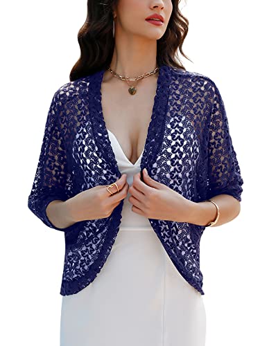 Gyabnw Bolero Mujer C&aacute;rdigans de Crochet Ligero Torera Chaqueta para Boda Fiesta Manga 3/4
