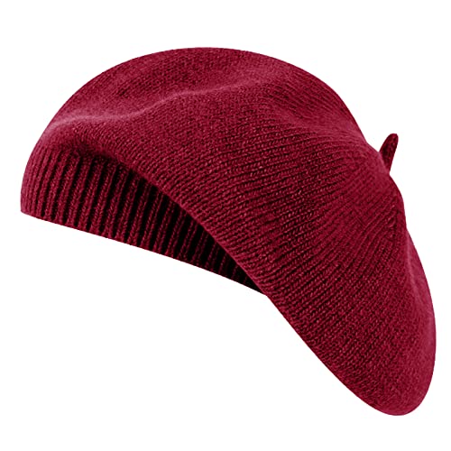 Qinfren Boina Mujer Cl&aacute;sico Estilo Franc&eacute;s Gorro Vintage Sombrero de Punto Artista Parisino Moderno...