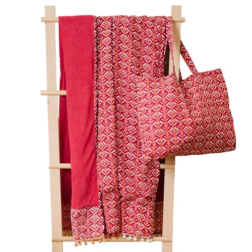 TRAMAS+ Set Toalla Pareo y Bolso a Juego, Toalla de Playa, Bolso con Estampado, Ideal para Verano, Playa,...