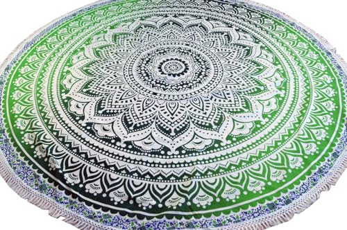 Guru-Shop Mant&oacute;n Mandala Indio Redondo, Colcha Boho, Manta de Picnic, Manta de Playa, Mantel Redondo -...