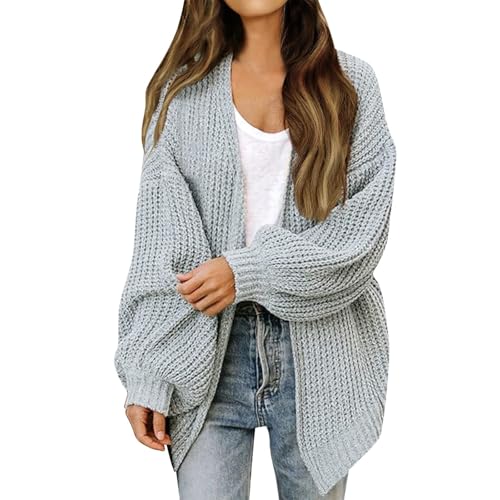 Cárdigan de punto suave para mujer, de manga larga, con frente abierto, casual, ligero, para exteriores,...