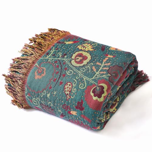 Wotcsil Mantas Sof&aacute; Plaid Foulard Sofa Algod&oacute;n Boho Verano Inverno Estampado de Hojas Florales...
