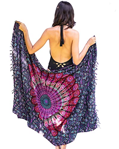 Mandala Life ART Pareo de Playa Para Mujer Boho Bikini Cover Up Cubierta Envolvente Falda Sarong Chal...