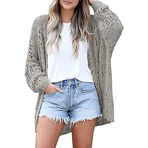 Cárdigan para mujer, elegante y elegante, de gran tamaño, chaqueta de ganchillo boho para mujer, manga...