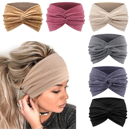 DRESHOW 6 Piezas Diadema Para Mujer Turbante Bohemia El&aacute;stico Cinta Banda para El Cabello Diadema...