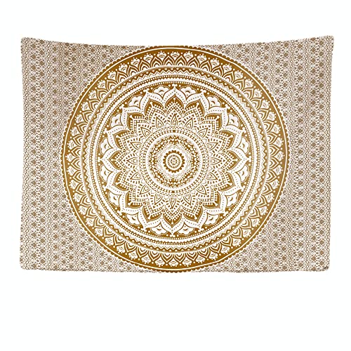 Ulticool - Appeso a Parete Decoraci&oacute;n Casa - Mandala Oro Bohemio - 200 x 150 cm Grande &ndash; Murales...