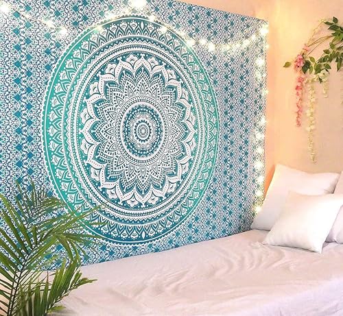 RAJRANG Tapiz de mandala degradado, 213 x 230 cm, tapiz hippie Queen para dormitorio, bohemio, grande,...