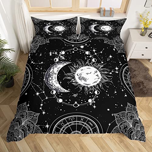 Juego de Ropa de Cama de Sol y Luna, Funda de edred&oacute;n de constelaci&oacute;n para ni&ntilde;os, ni&ntilde;as Bohemio,...
