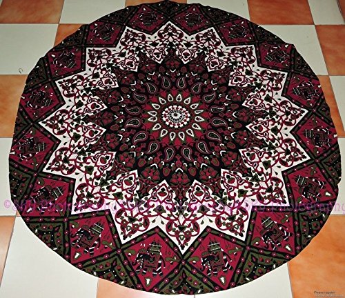 Sophia-Art Mandala Tapiz de Tiro de Playa Redondo Hippy Boho Mantel de algod&oacute;n Gitano Flor de Loto...