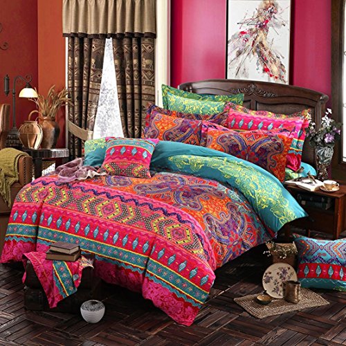 Lanqinglv Bohemian Juego de cama de 3 piezas, S&aacute;banas Ropa Cama Boho Indio Mandala con Cremallera, Funda...