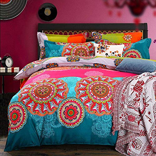 Colecci&oacute;n de Ropa de Cama Bohemia,Individual,2 Piezas,&eacute;tnica,Vintage,Floral,s&aacute;bana...