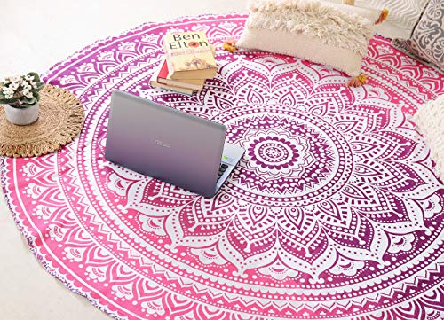 Artesan&iacute;a popular: esterilla de yoga redonda con Mandala indio. Para la playa. Cubremesas estilo gypsy,...