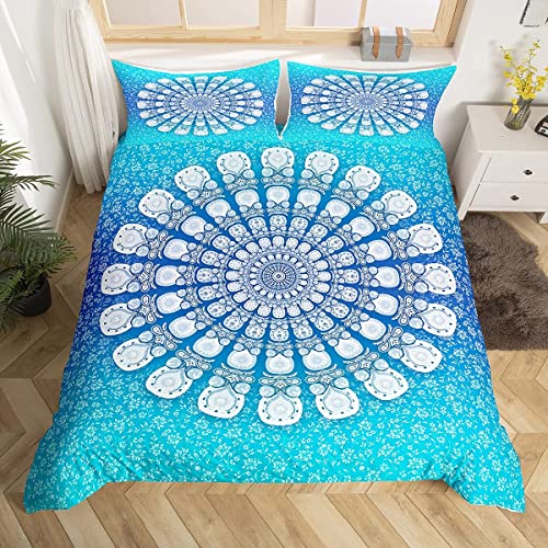 Juego de Funda de edred&oacute;n Boho para Cama King,3 Piezas de Yoga Indio,Funda de edred&oacute;n de Mandala con...